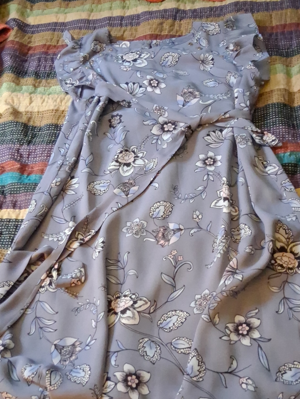 Floral Slate Purple  Wrap Dress